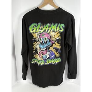 Glamis Speed Shop Skull Graphic Long Sleeve T Shirt Black Size M